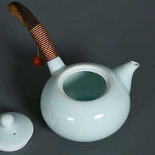 Load image into Gallery viewer, Celadon Kyusu Teapot with Wooden Handle | Japanese Ceramic Kung Fu Set