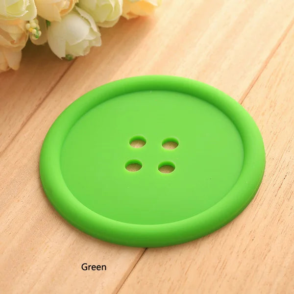 Colorful Button Cute Coasters | Fun Silicone Cup Mats for Drinks - 1 Pc