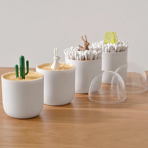 Cactus Toothpick Holder | Rabbit Deer Cotton Swabs Tooth Pick Dispensers - 1 Pc