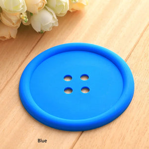 Colorful Button Cute Coasters | Fun Silicone Cup Mats for Drinks - 1 Pc