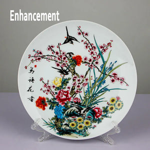 Blue & White Ceramic Ornamental Plate with Base | Chinese New Year Gift - 1 Pc