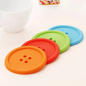 Colorful Button Cute Coasters | Fun Silicone Cup Mats for Drinks - 1 Pc