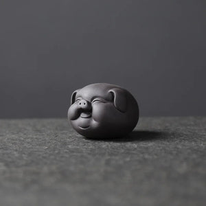 Round Pig Tea Pet | Small Purple Clay Chinese Tea Pets Ornament - 1 Pc