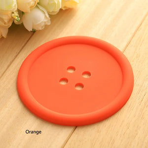 Colorful Button Cute Coasters | Fun Silicone Cup Mats for Drinks - 1 Pc