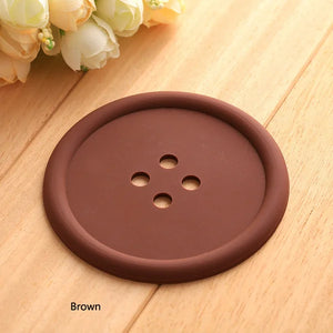 Colorful Button Cute Coasters | Fun Silicone Cup Mats for Drinks - 1 Pc