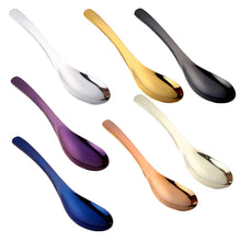 Load image into Gallery viewer, Stainless Steel Asian Soup Spoons | Korean Metal 304 Grade Kitchen Color Utensils - 1 Pc - Blue Purple Rainbow Silver Gold Rose Black 