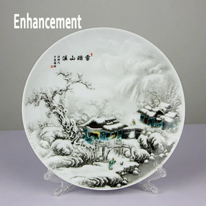 Blue & White Ceramic Ornamental Plate with Base | Chinese New Year Gift - 1 Pc