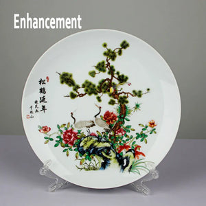 Blue & White Ceramic Ornamental Plate with Base | Chinese New Year Gift - 1 Pc