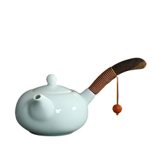 Load image into Gallery viewer, Celadon Kyusu Teapot with Wooden Handle | Japanese Ceramic Kung Fu Set