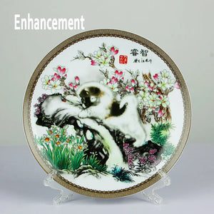 Blue & White Ceramic Ornamental Plate with Base | Chinese New Year Gift - 1 Pc