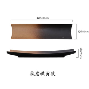 Long Ceramic Sushi Plates | Japanese Rectangular Platters - 1 Pc