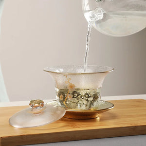 Japanese Glass Transparent Gaiwan Tea Cup | Bowl Lid Saucer