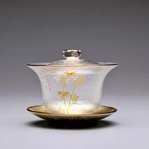 Japanese Glass Transparent Gaiwan Tea Cup | Bowl Lid Saucer