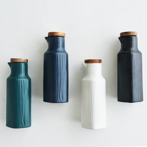 Blue Soy Sauce Bottle with Lid | Ceramic Vinegar Dispenser - 1 Pc