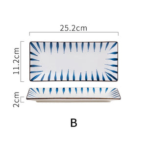 Modern Blue Sushi Plates | Rectangular Japanese Ceramic Sushi Serving Plates - 1 Pc