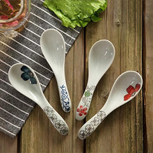 Load image into Gallery viewer, Flower White Asian Soup Spoon | Japanese Rice Noodle Ceramic Tableware - 1 Pc