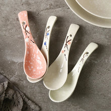 Load image into Gallery viewer, Pink Speckled Asian Soup Spoons | Japanese Ceramic Porcelain Tableware - 1 Pc