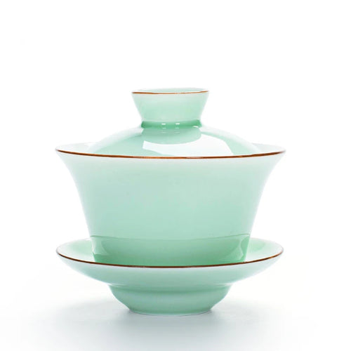 Solid Celadon Green Gaiwan | Chinese Teapot Steeping Cup Set