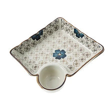 Load image into Gallery viewer, Large Square Sushi Plates with Dipping Bowl | Japanese Ceramic Platter - 1 Pc