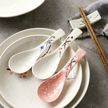 Load image into Gallery viewer, Pink Speckled Asian Soup Spoons | Japanese Ceramic Porcelain Tableware - 1 Pc