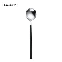 Load image into Gallery viewer, Gold &amp; Silver Korean Asian Soup Spoon | Long Handle Metal Tableware - 1 Pc