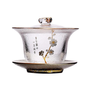 Japanese Glass Transparent Gaiwan Tea Cup | Bowl Lid Saucer