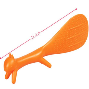 Cute Squirrel Rice Paddle | Orange White Gray Animal Shamoji Non-Stick Spoon - 1 Pc