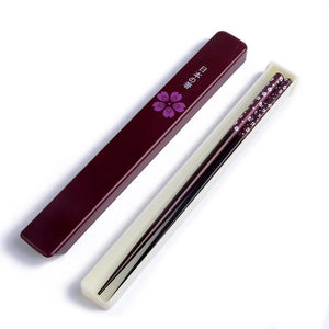 Sakura Portable Chopsticks with Case | Japanese Wooden Chopstick for Travel - 1 Set