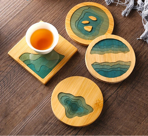 Ocean Cute Coasters | Art Water Nature Wood Bamboo Drinks - 1 Pc