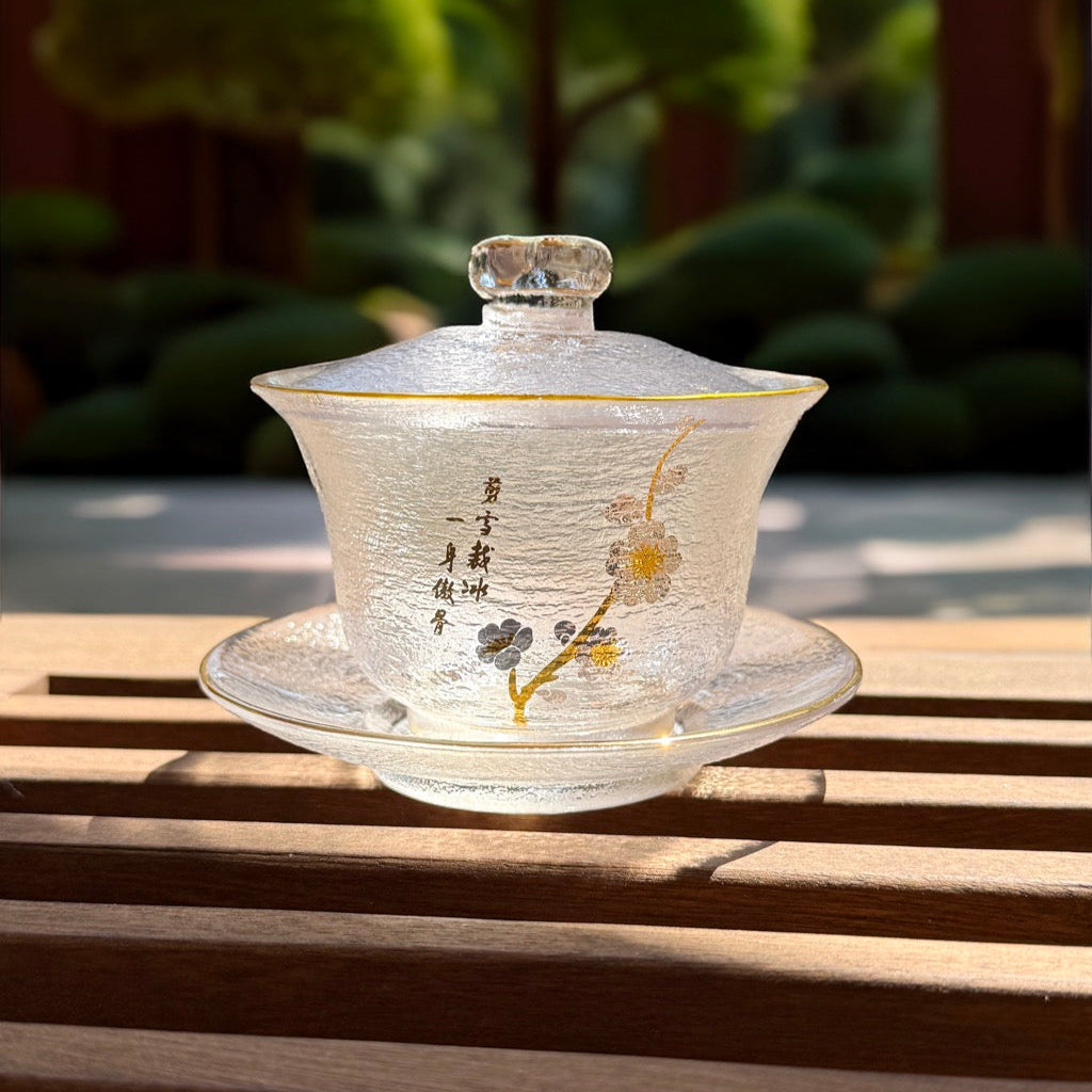 Luxury Glass Transparent Gaiwan Chinese Tea Cup | Bowl Lid Saucer