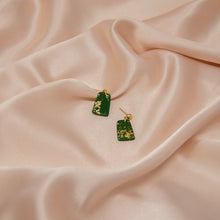 Load image into Gallery viewer, Green &amp; Gold Lucky Fortune Earrings | Lunar New Year Gifts 2025 - 1 Pair