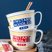 Load image into Gallery viewer, Cute Instant Noodle Cup Ramen Bowl | Japanese Novelty Ceramic Bowls With Lid and Handle