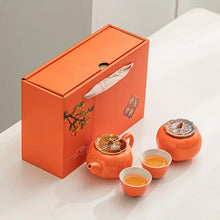 Load image into Gallery viewer, Orange Persimmon Chinese Tea Set |  Cute Fruit Inspired Ceramic - 4 or 6-piece Set