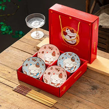 Load image into Gallery viewer, Lucky Cat Japanese Bowls and Wood Chopsticks Set with Gift Box- 2/4/6 Pairs