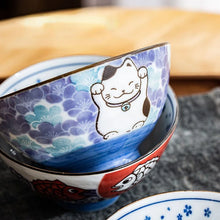 Load image into Gallery viewer, Cute Animal Japanese Ramen Bowls | Lucky Cat Small Ceramic Donburi - 1 Pc