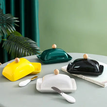 Load image into Gallery viewer, Cute Unique Ceramic Butter Dish with Lid and Butter Knife - 1 Set