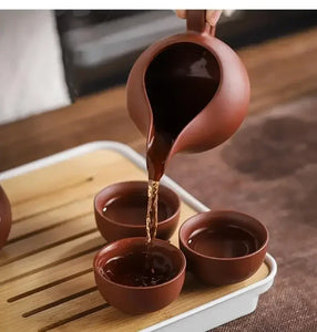 Portable Purple Clay Chinese Tea Set | Teapot  Gaiwan Travel Pot Cups - 11 Pc