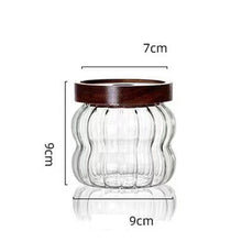 Load image into Gallery viewer, Wavy Glass Spice Jars with Wood Lid | Sealed Storage for Tea Coffee - 1 Pc