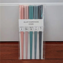Load image into Gallery viewer, Blue Japanese Multicolor Chopsticks Set | Luxury Alloy - 5 Pairs