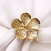 Load image into Gallery viewer, Gold &amp; Silver Plum Blossom Napkin Rings | Dinner Party Cuff - 6 PC Set