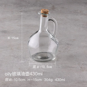 Oil and Vinegar Bottle Jug with Glass Handle and Cork - 1 Pc