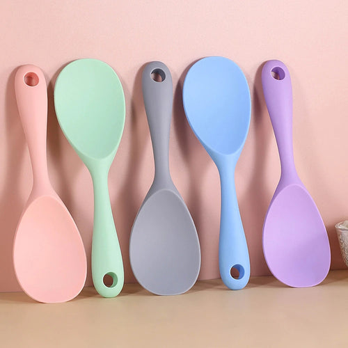 Cute Silicone Rice Paddle | Hanging Pink Blue Purple Non-Stick Spoon - 1PC