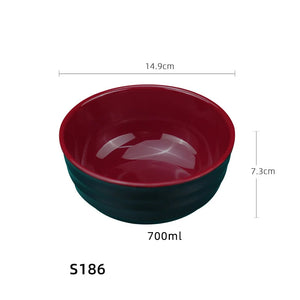 Black & Red Japanese Ramen Bowls | Donburi Soup Melamine Bowl - 1 Pc