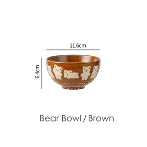 Cute Cat Bear Kobachi Small Bowls | Ceramic Animal Bowl 4.5 Inch - 1 Pc