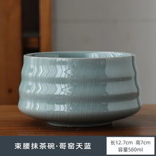 Load image into Gallery viewer, solid blue cracked glaze Matcha Bowl Chawan | Japanese Tea Ceramic - 1 Pc