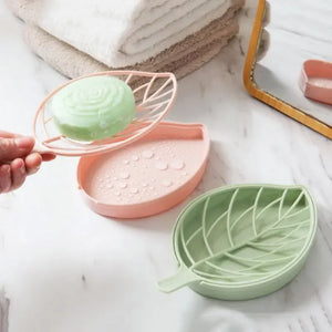 Leaf Soap Saver | Pink Green Bar Soap Holder Tray Rack - 1 Pc