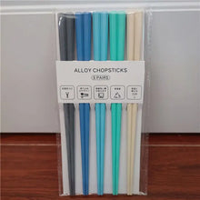 Load image into Gallery viewer, Blue Japanese Multicolor Chopsticks Set | Luxury Alloy - 5 Pairs