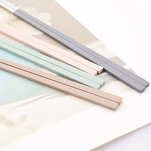 Matte Pastel Stainless Steel Korean Metal Chopsticks | Green Pink Gray Brown - 10 pairs