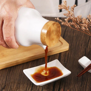 White & Black Soy Sauce Bottle | Ceramic Oil Dispenser - 1 or 2 Pc Set