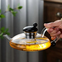 Load image into Gallery viewer, Flat Glass Teapot with Infuser | Clear High Borosilicate Tea Pot - 1 Pc